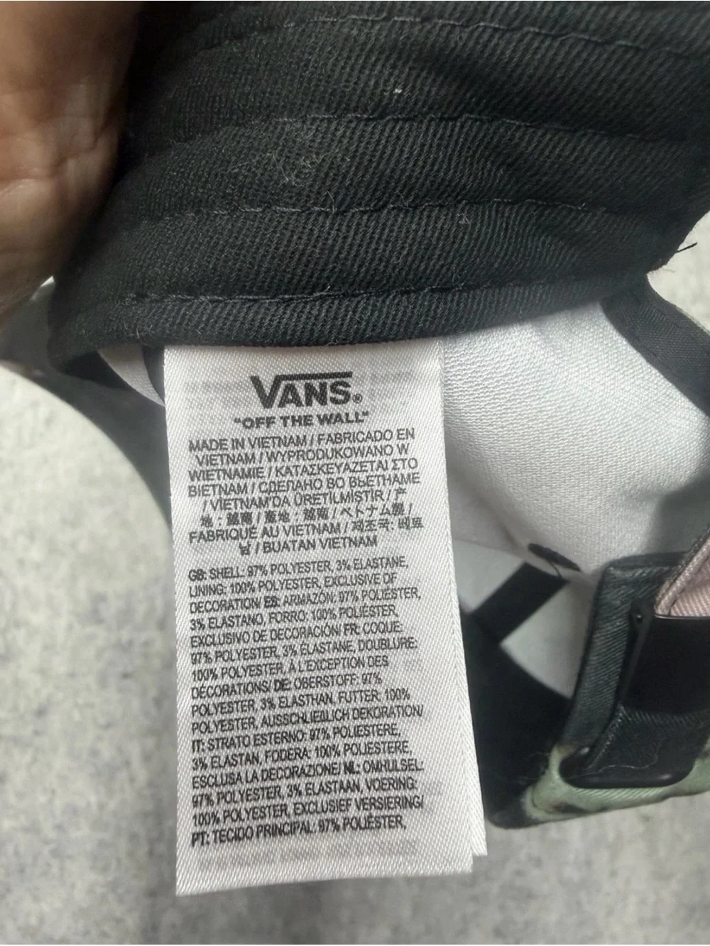 Vans Off The Wall Bleach Tie Dye Strapback Hat Adjustable Baseball Cap Black